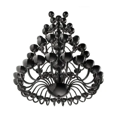 MARBELLA | Schwarzer 5-stufiger Designer-Kronleuchter | Murano-Store