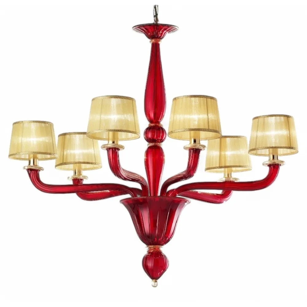 MODESTO | Kronleuchter mit Seide abat-jour | Murano-Store