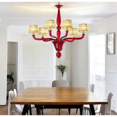 MODESTO | Kronleuchter mit Seide abat-jour | Murano-Store