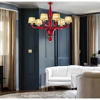 MODESTO | Lustre com abat-jour de seda | Murano-Store