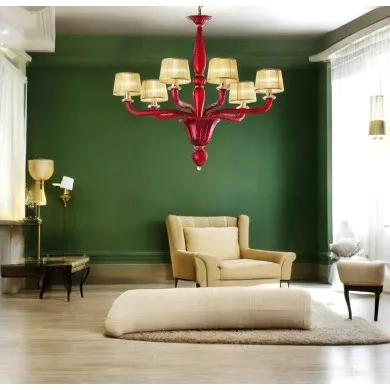 MODESTO | Kronleuchter mit Seide abat-jour | Murano-Store