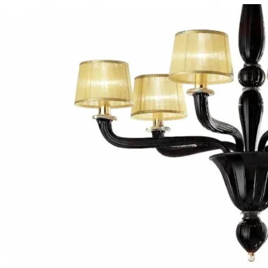 MODESTO | Black Chandelier with silk abat-jour | Murano-Store