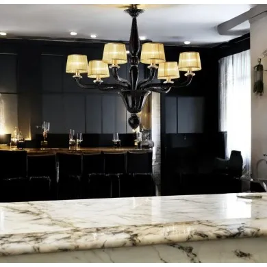 MODESTO | Black Chandelier with silk abat-jour | Murano-Store
