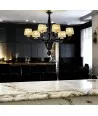 MODESTO | Black Chandelier with silk abat-jour | Murano-Store