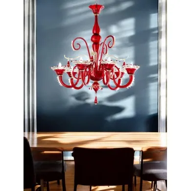 LAGUNA | Venezianischer roter Kronleuchter | Murano-Store