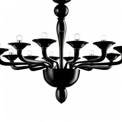 PETALUMA | Lampadario di Design Nero a Due Piani | Murano-Store