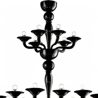 PETALUMA | Lampadario di Design Nero a Due Piani | Murano-Store