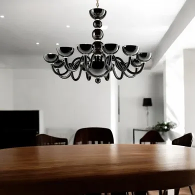 MARBELLA | Moderner Kronleuchter aus schwarzem Glas | Murano-Store