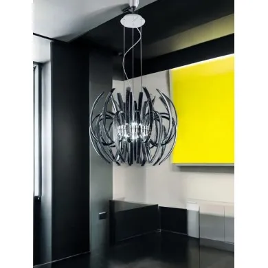 TAURUS | Smoke Gray Glass Design Chandelier | Murano-Store