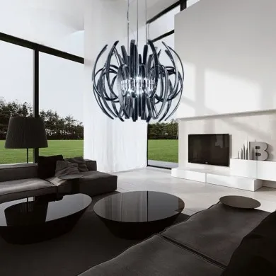 TAURUS | Smoke Gray Glass Design Chandelier | Murano-Store