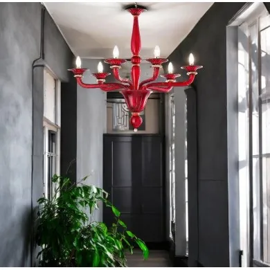 MADEIRA | Lampadario Moderno in vetro Rosso | Murano-Store