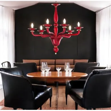 MADEIRA | Lampadario Moderno in vetro Rosso | Murano-Store
