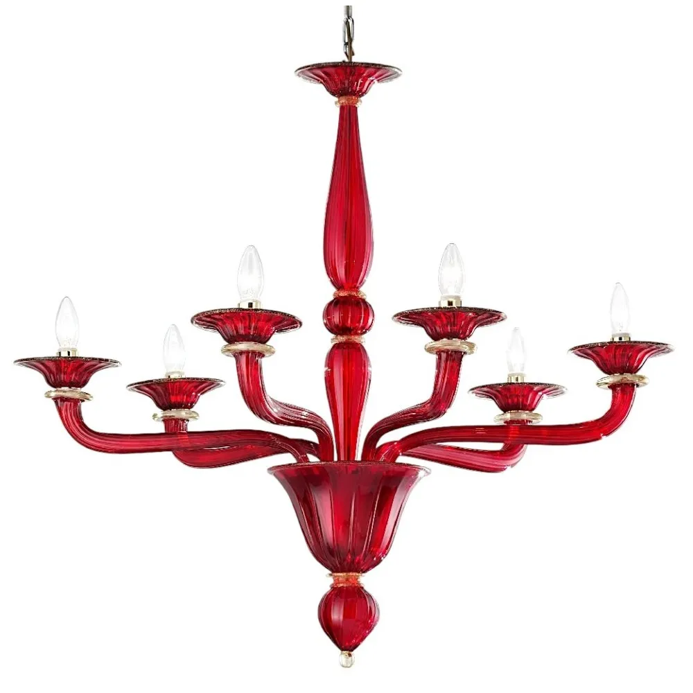 MADEIRA | Lampadario Moderno in vetro Rosso | Murano-Store