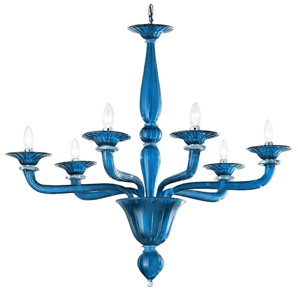 MADEIRA | Zeitgenössischer Kronleuchter Aquamarin | Murano-Store
