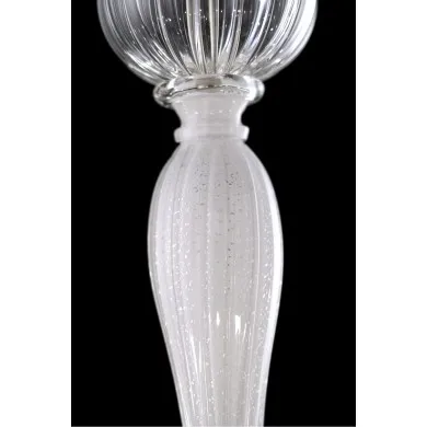 ELEGANTE | Lustre branco leite decorado com prata | Murano-Store