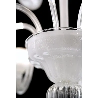 ELEGANTE | Lustre branco leite decorado com prata | Murano-Store