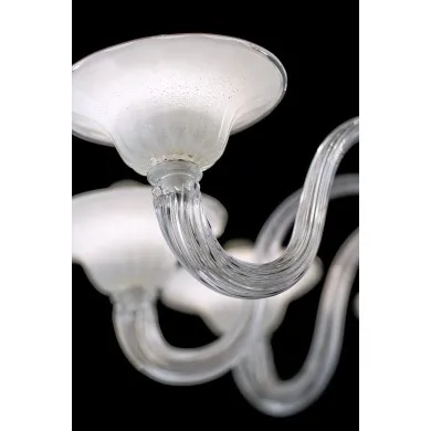 ELEGANTE | Lustre branco leite decorado com prata | Murano-Store