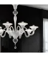 ELEGANTE | Lustre branco leite decorado com prata | Murano-Store