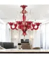 SAN MARCO | Red Chandelier with Gold Decoration | Murano-Store