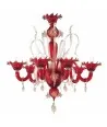 SAN MARCO | Red Chandelier with Gold Decoration | Murano-Store