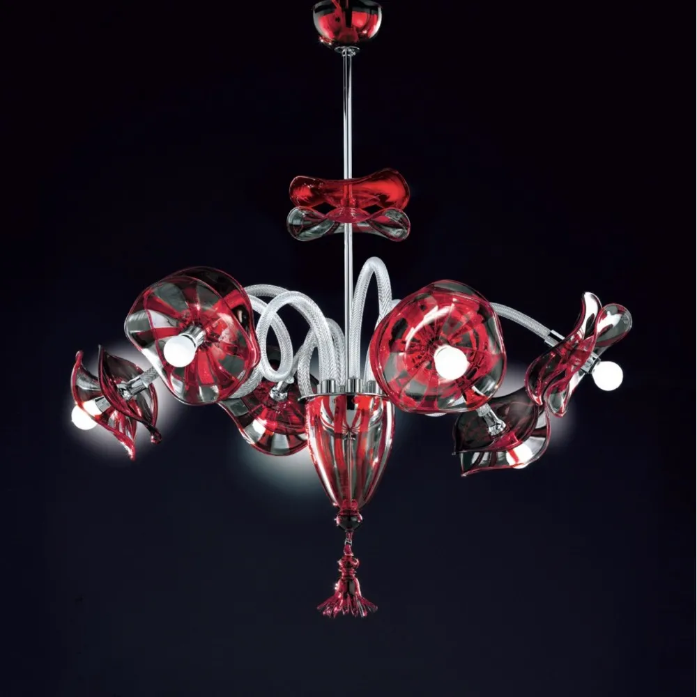 VENEGIANO | Araña de diseño Rojo | De Majo| Murano Store