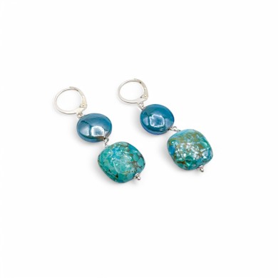 GAUDÌ | Brincos em forma de gota com pérolas verde-marinho | Murano-Store