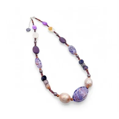 RIVERA | Purple and aventurine pearl necklace | Murano-Store