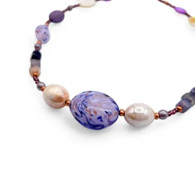 RIVERA | Purple and aventurine pearl necklace | Murano-Store