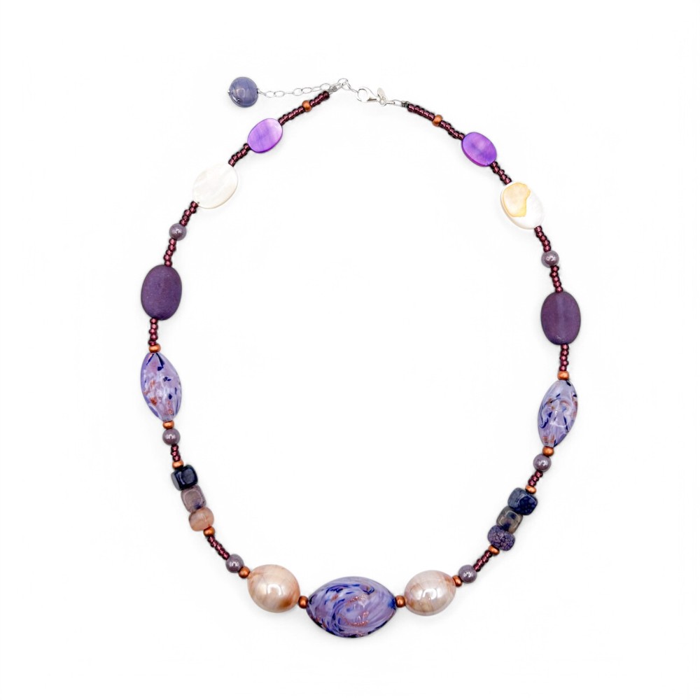 RIVERA | Lila und Aventurin Perlenkette | Murano-Store