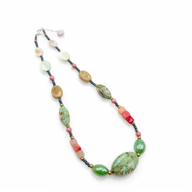 RIVERA | Green pearl and aventurine necklace | Murano-Store