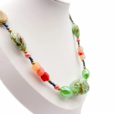 RIVERA | Green pearl and aventurine necklace | Murano-Store
