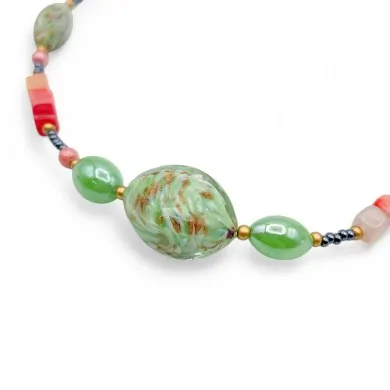 RIVERA | Green pearl and aventurine necklace | Murano-Store