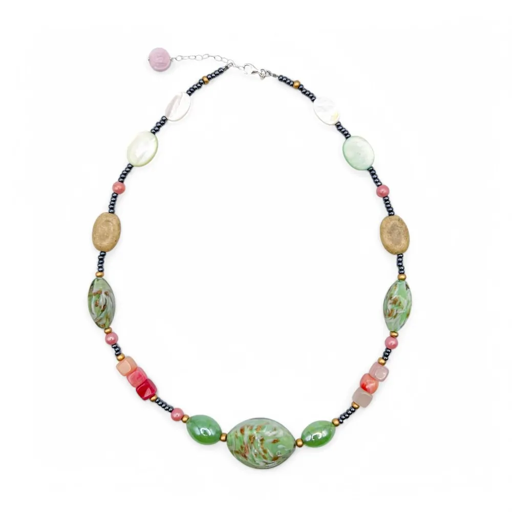 RIVERA | Green pearl and aventurine necklace | Murano-Store
