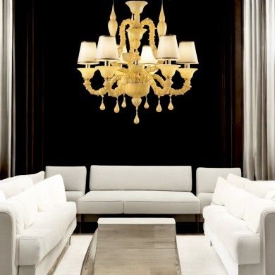 ERRICO | Lampadario Rezzonico con paralumi | Murano-Store