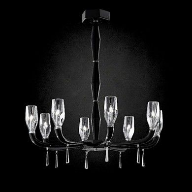 FLUTE | Lustre moderne noir brillant | De Majo | Murano-Store