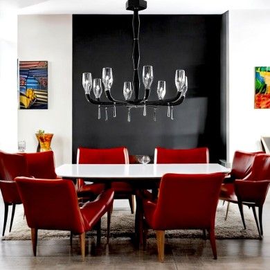 FLUTE | Lustre moderne noir brillant | De Majo | Murano-Store