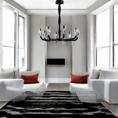 FLUTE | Lustre moderne noir brillant | De Majo | Murano-Store