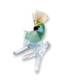 ROMEO | Loro de cristal Celeste con hoja de oro | Murano-Store