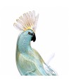ROMEO | Loro de cristal Celeste con hoja de oro | Murano-Store
