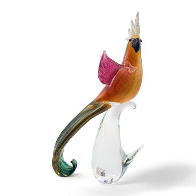 BINTI | Glass Parrot Sculpture with Gold Leaf | Murano-Store