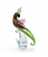ALEX | Papagei Skulptur Bernstein und Blattgold | Murano-Store