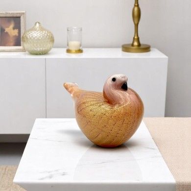 COCCA | Colombina in vetro rosa con foglia oro | Murano-Store