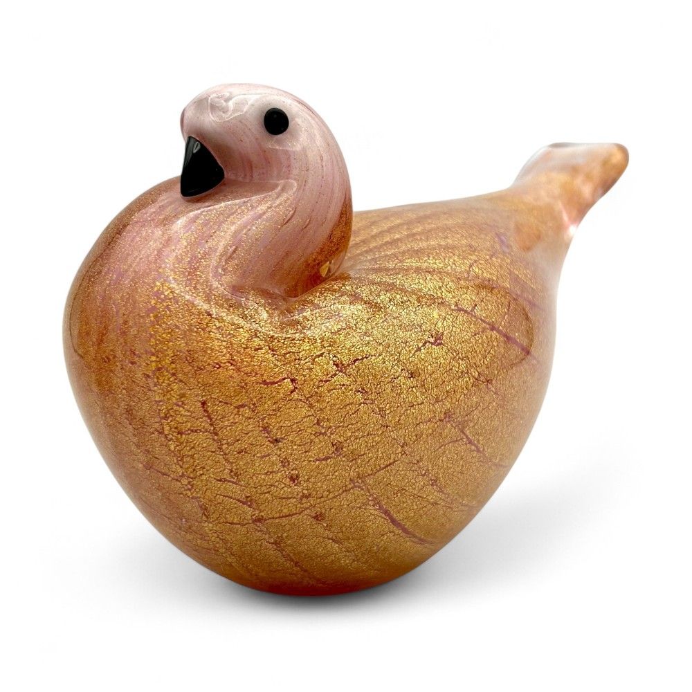 COCCA | Colombina in vetro rosa con foglia oro | Murano-Store