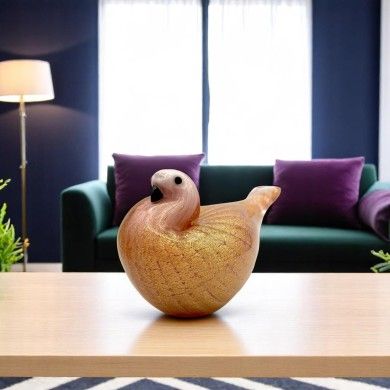 COCCA | Colombina in vetro rosa con foglia oro | Murano-Store