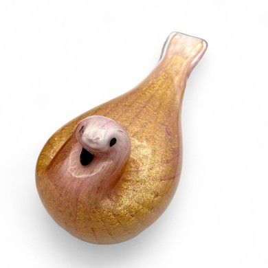 COCCA | Colombina in vetro rosa con foglia oro | Murano-Store