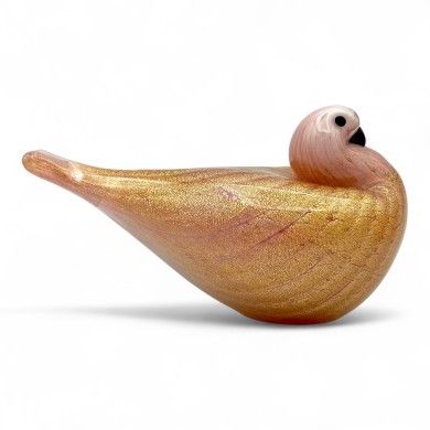 COCCA | Colombina in vetro rosa con foglia oro | Murano-Store
