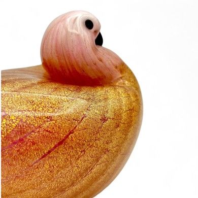 COCCA | Colombina in vetro rosa con foglia oro | Murano-Store