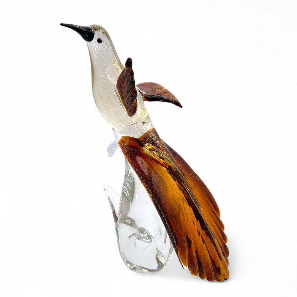 LORE | Colibri em vidro de Murano âmbar e dourado | Murano-Store