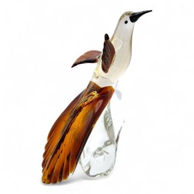 LORE | Colibri em vidro de Murano âmbar e dourado | Murano-Store