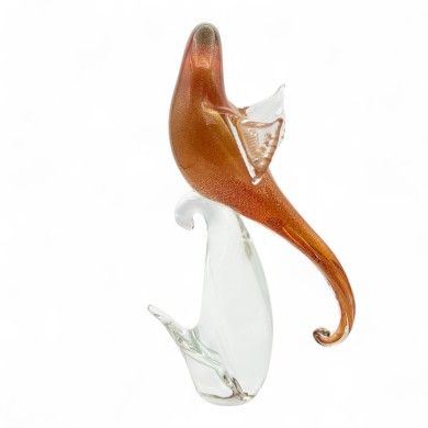 CESARE | Kolibri aus Bernsteinglas mit Blattgold | Murano-Store